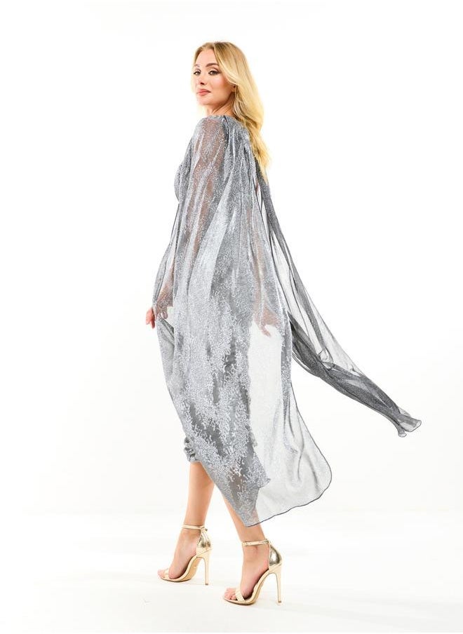 House of Moda Ruched Cape Midi Dress - Image 3