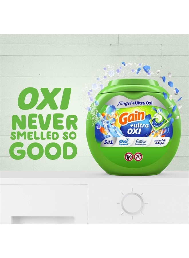 Gain flings Ultra Oxi Laundry Detergent Pacs, 112 Count, Waterfall Delight Scent, 3-in-1, HE Compatible  - Image 2