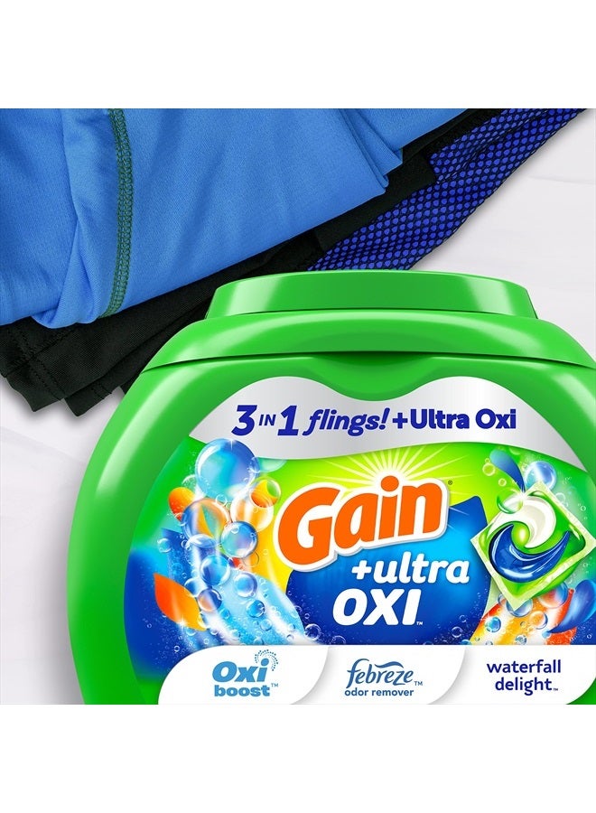 Gain flings Ultra Oxi Laundry Detergent Pacs, 112 Count, Waterfall Delight Scent, 3-in-1, HE Compatible  - Image 3