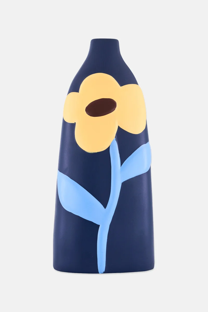 موي موتشو Decorative Flower Pattern Ceramic Vase, Navy