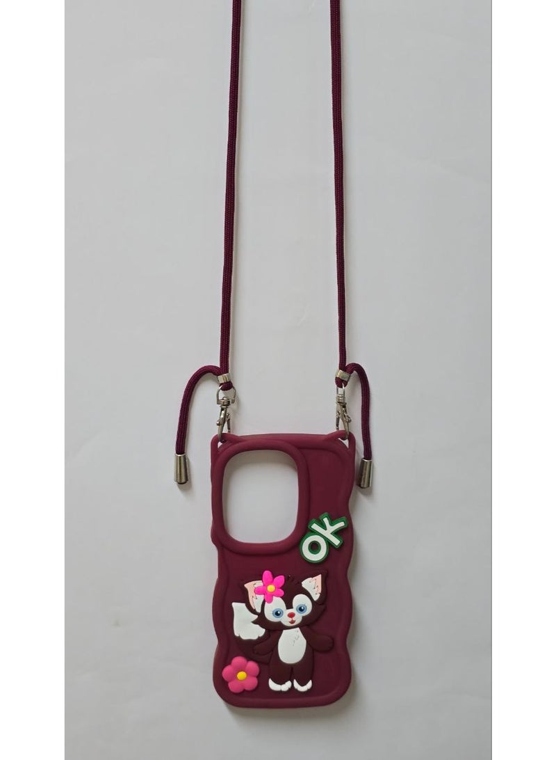 جراب خلفي أنيق بتصميم كرتوني مميز متوافق مع هاتف فيفو Y29 مع سلسلة كروس بودي - خيار رائع للفتيات. - Image 2