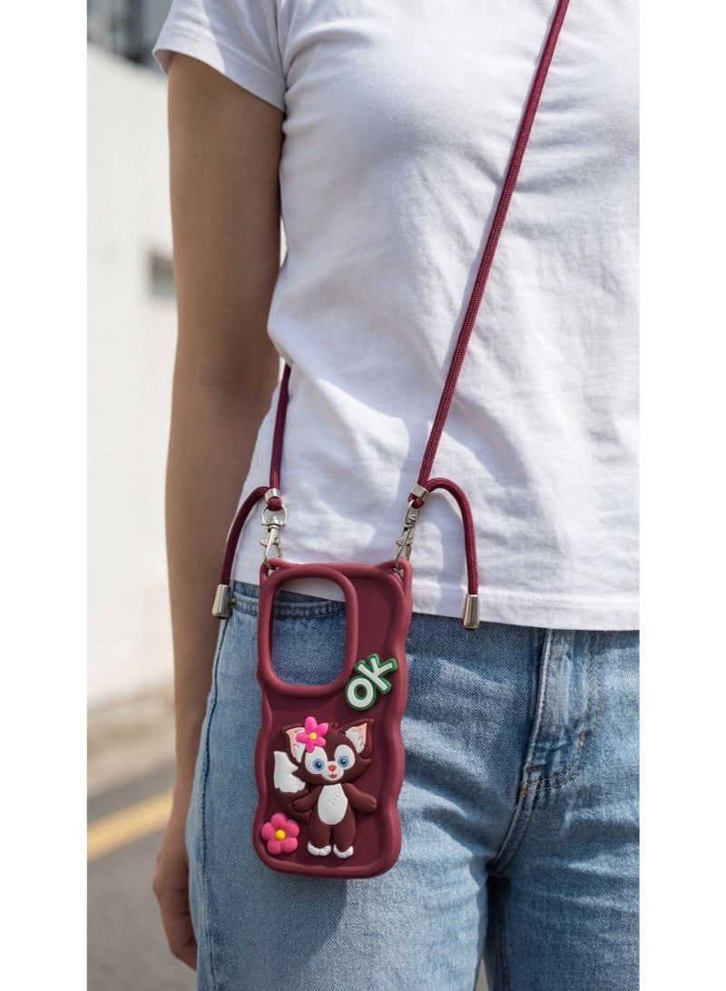 جراب خلفي أنيق بتصميم كرتوني مميز متوافق مع هاتف فيفو Y29 مع سلسلة كروس بودي - خيار رائع للفتيات. - Image 1