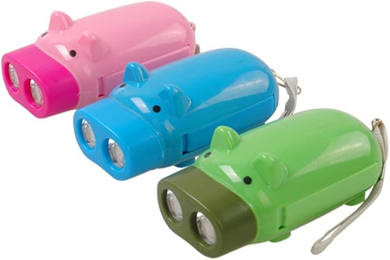 خنزير كرتون لطيف يدوي ضاغط لعبة مصباح يدوي محمول مصباح كهربائي لون عشوائي - Image 2