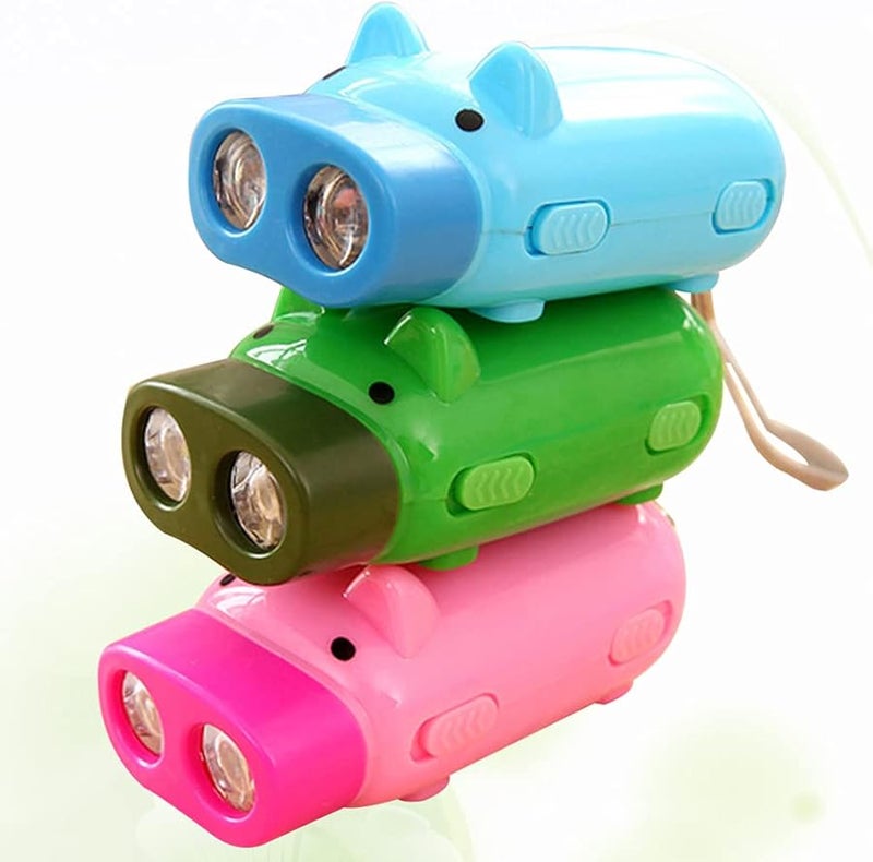 خنزير كرتون لطيف يدوي ضاغط لعبة مصباح يدوي محمول مصباح كهربائي لون عشوائي - Image 4