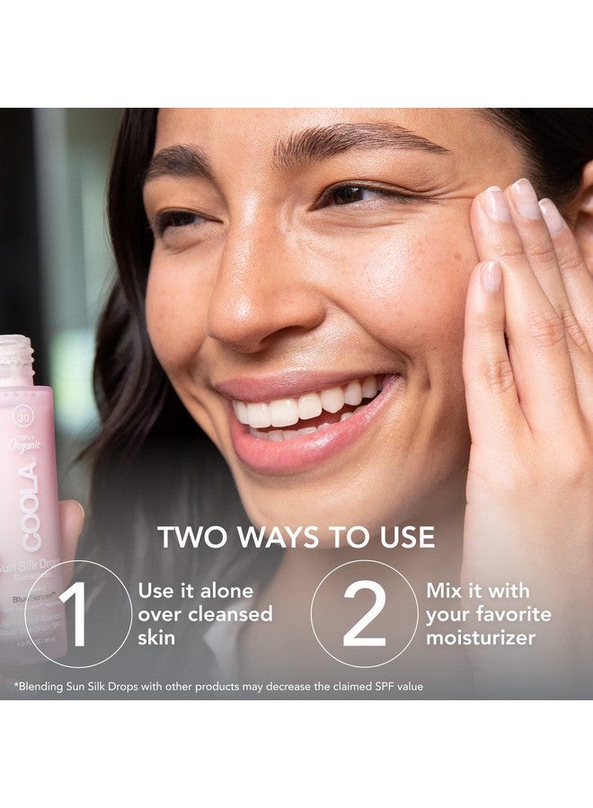 كولا قطرات حرير الشمس العضوية من كولا ومرطب للوجه بعامل حماية من الشمس 30، واقي شمس تم اختباره من قبل أطباء الجلدية بتقنية بلو سكرين الرقمية لإزالة التوتر من مستخلصات نباتية، 1 أونصة سائلة - Image 3