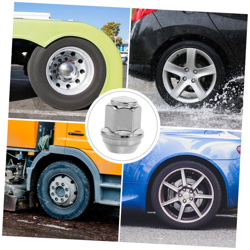 Nuts Cap Lug Nuts Tire Rim Valve Cap Bolt Cover Durable Silver Metal For Vehicle Wheel - Image 4