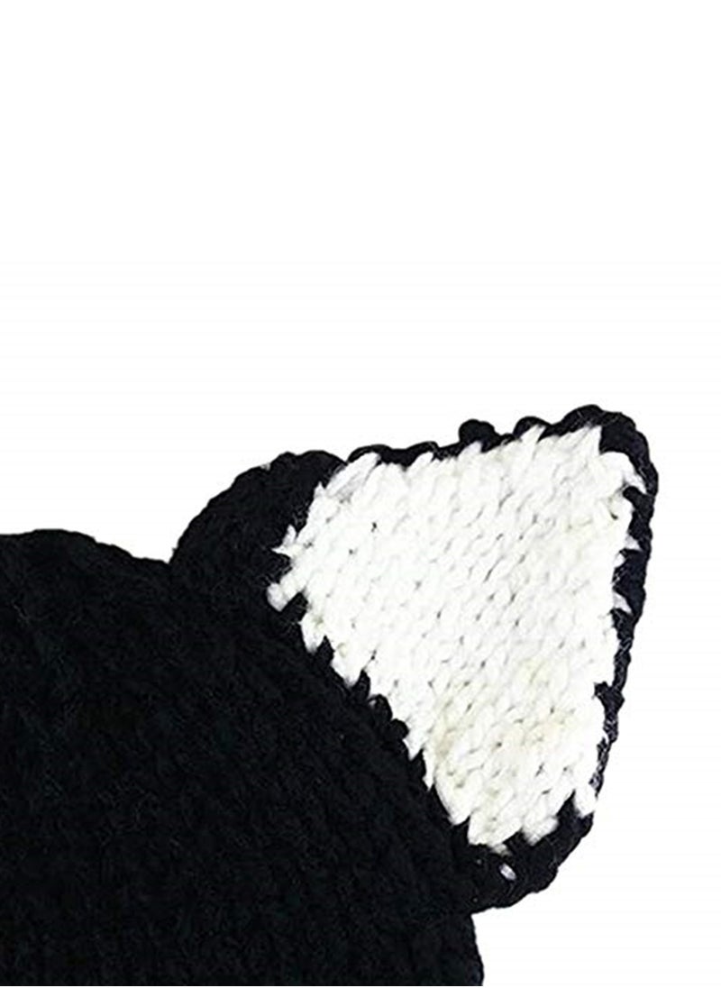 Generic Unisex Cute Winter Warm Knit Beanie Cap and Scarf Set for for Baby Kids 2-6 Years, Black  - Image 5