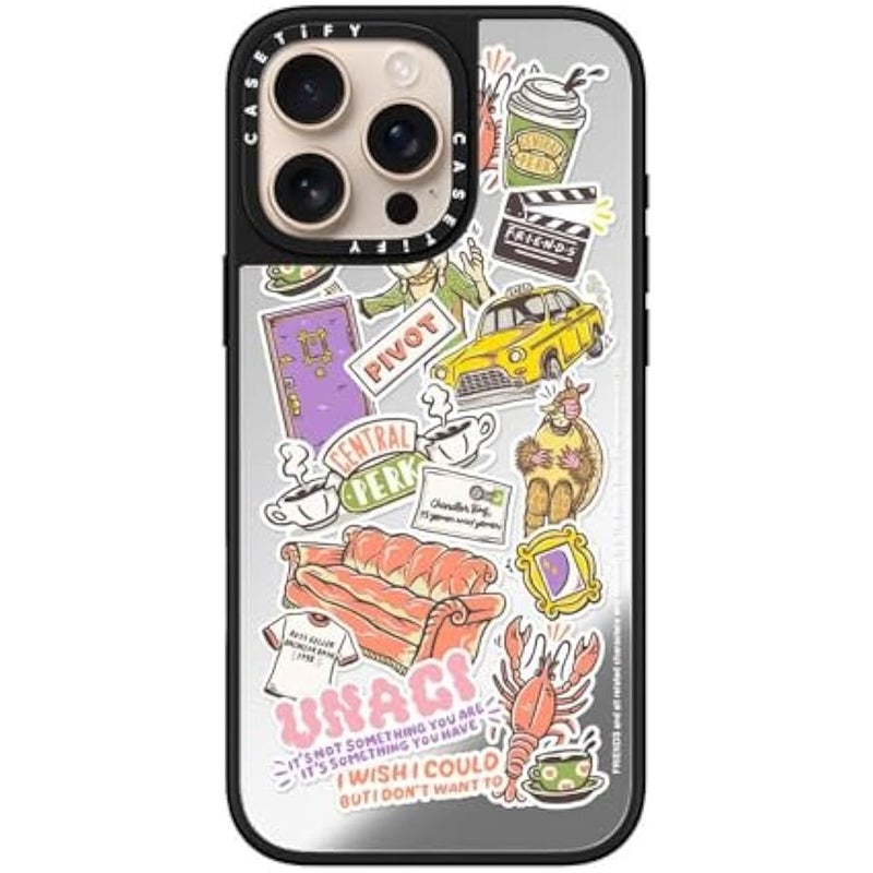 Casetify Mirror iPhone 16 Pro Max Case 【Friends Co-Lab / 4.9ft Drop Protection/Compatible with Magsafe】 - Sticker - Silver on Black - Image 4