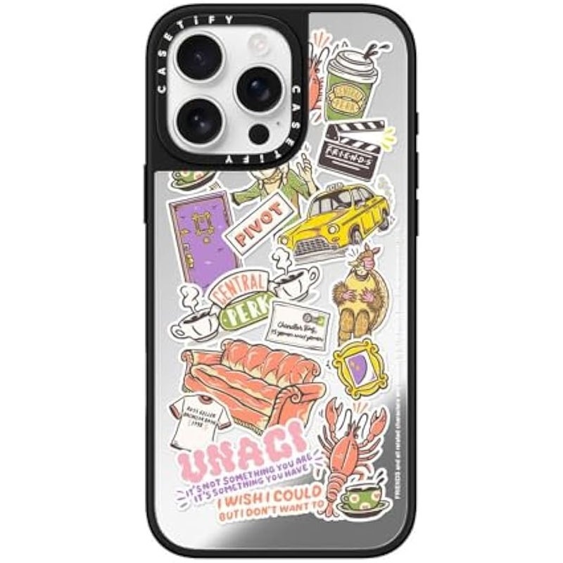 Casetify Mirror iPhone 16 Pro Max Case 【Friends Co-Lab / 4.9ft Drop Protection/Compatible with Magsafe】 - Sticker - Silver on Black - Image 1