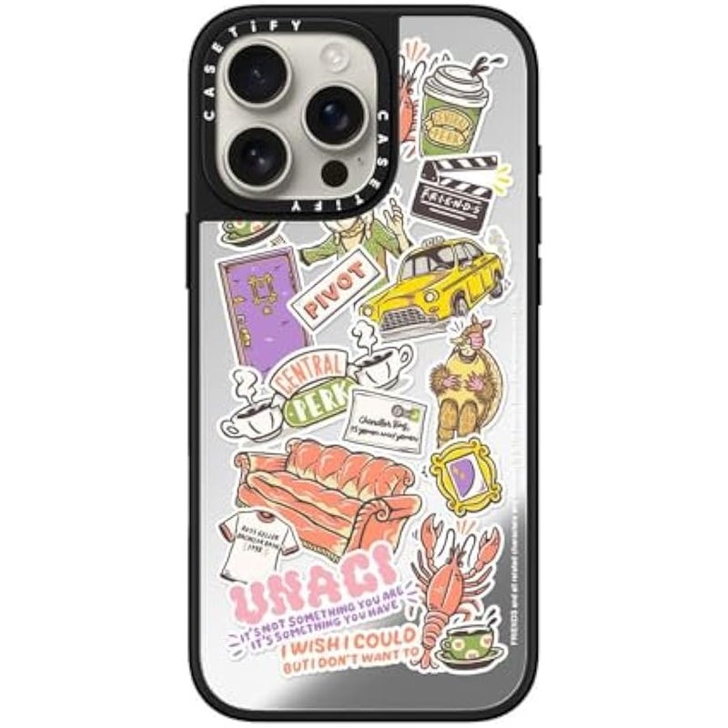 Casetify Mirror iPhone 16 Pro Max Case 【Friends Co-Lab / 4.9ft Drop Protection/Compatible with Magsafe】 - Sticker - Silver on Black - Image 3