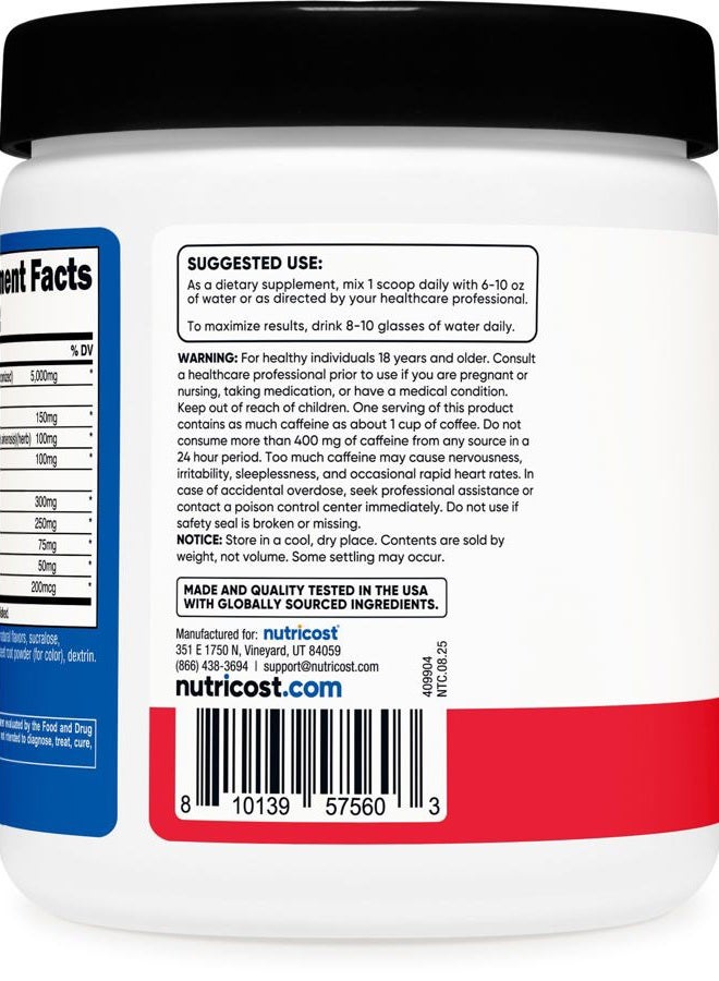 Nutricost Creatine + Energy 30 Servings (Fruit Punch Flavored) - 5,000mg Creatine Monohydrate + 350mg Energy Complex Per Serving - Image 4