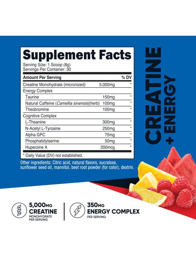 Nutricost Creatine + Energy 30 Servings (Fruit Punch Flavored) - 5,000mg Creatine Monohydrate + 350mg Energy Complex Per Serving - Image 2
