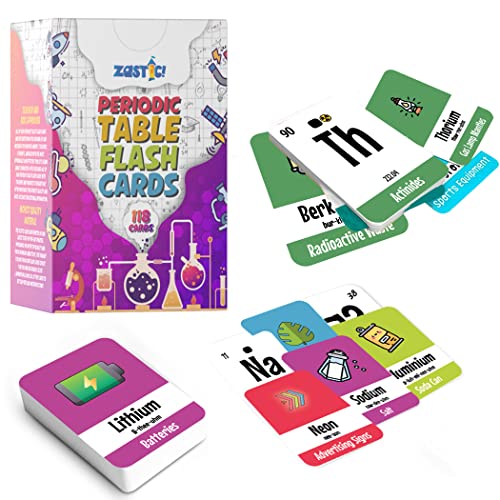 Zastic Periodic Table Flash Cards Laminated Elements Flashcards 118 for Kids Great for Chemistry and Table Games - Image 1