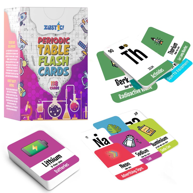 Zastic Periodic Table Flash Cards Laminated Elements Flashcards 118 for Kids Great for Chemistry and Table Games - Image 4