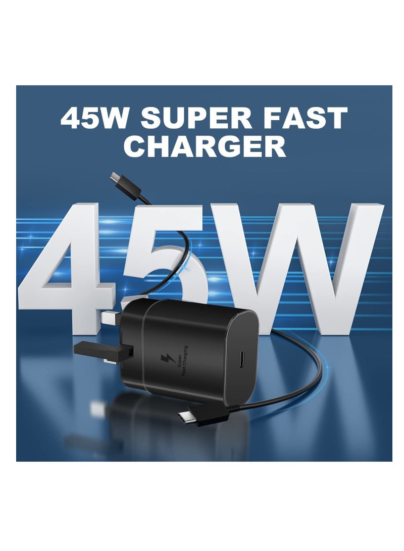 شاحن USB C فائق السرعة 45 وات، قابس USB C لهاتف Samsung Galaxy S24/S24 Ultra/S23+/S23 Ultra/S23+/S22/S21 Ultra/S21+/S21/S20/Note20/Note10/S10، Galaxy Tab S8+/S9 Ultra، سريع للغاية كابل - Image 4