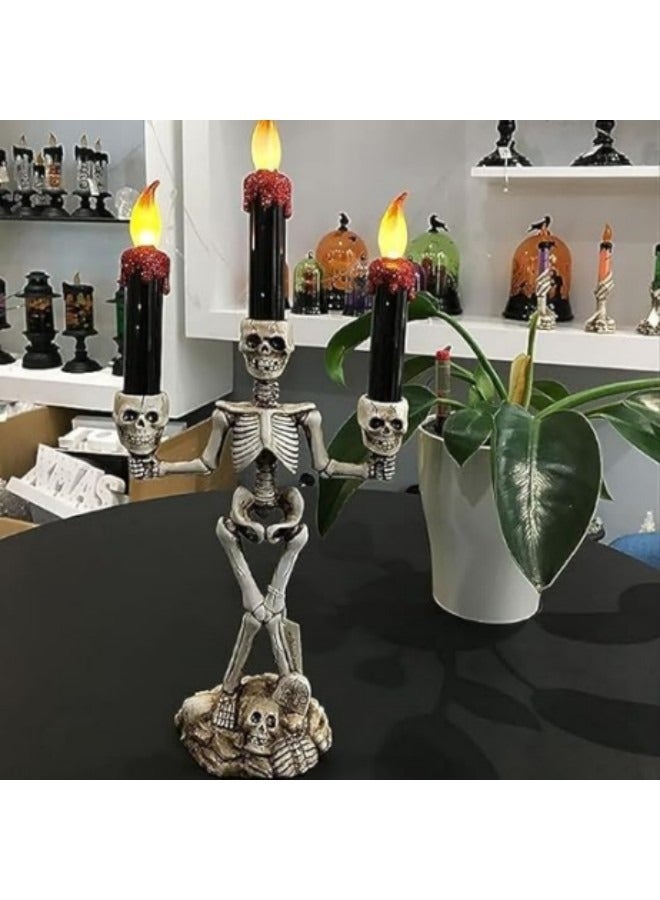 Candle Light, Skeleton Candle Candlestick Light with LED Flameless Battery Operated  - Image 3