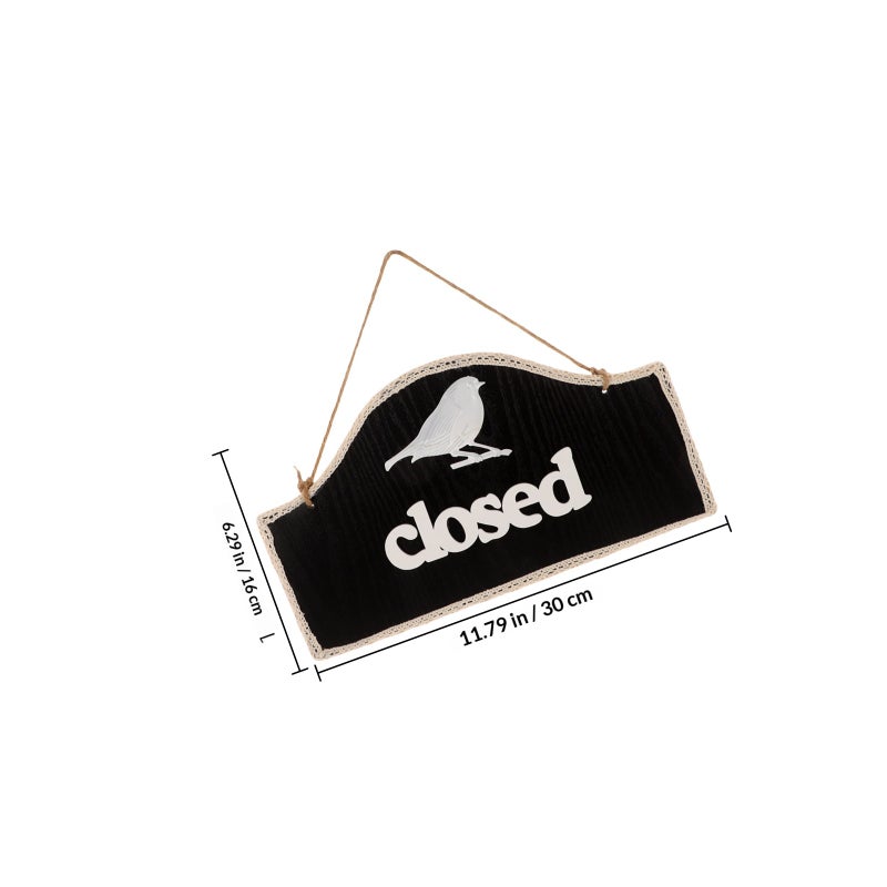Open Closed Sign Hanging Open Signs Bird Reversible Shop Open Signs Double Sided Sign For Business Door Sign Coffee Shop Hanging Wood Plaque Black - Image 2