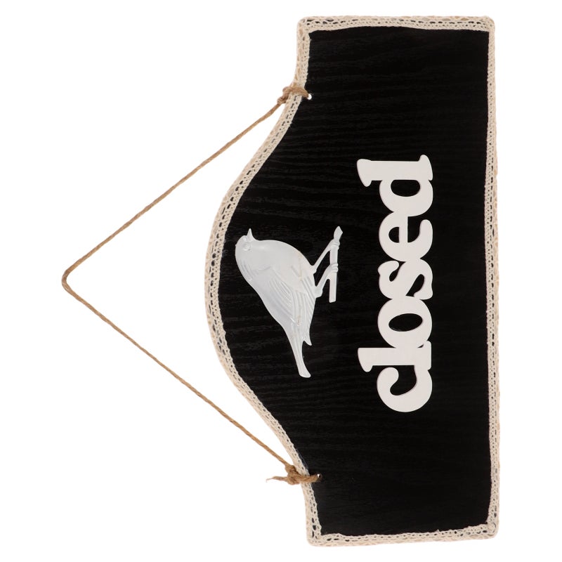 Open Closed Sign Hanging Open Signs Bird Reversible Shop Open Signs Double Sided Sign For Business Door Sign Coffee Shop Hanging Wood Plaque Black - Image 5