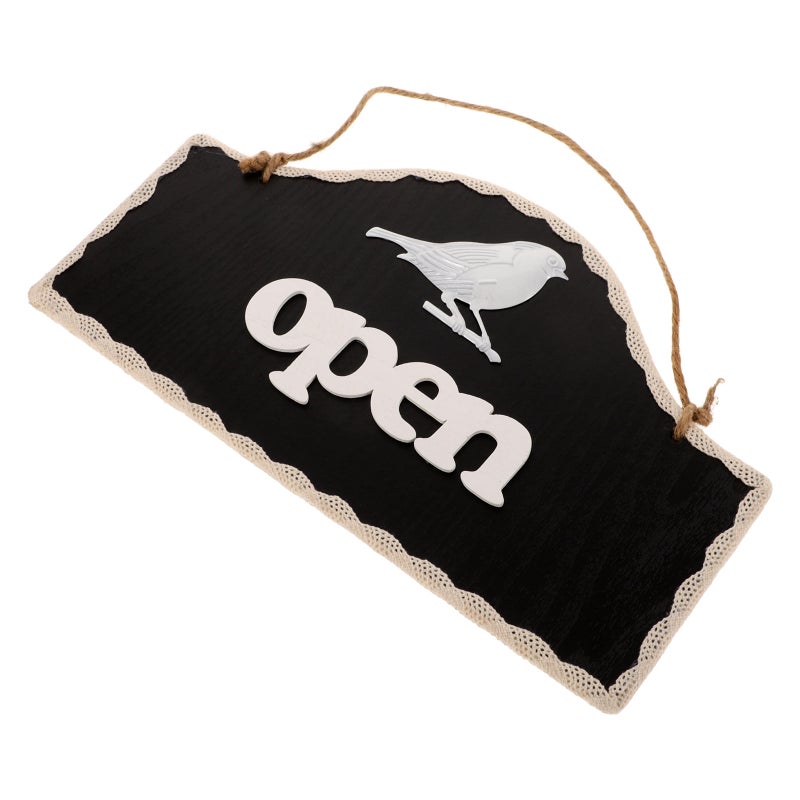 Open Closed Sign Hanging Open Signs Bird Reversible Shop Open Signs Double Sided Sign For Business Door Sign Coffee Shop Hanging Wood Plaque Black - Image 4