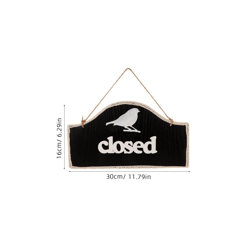Open Closed Sign Hanging Open Signs Bird Reversible Shop Open Signs Double Sided Sign For Business Door Sign Coffee Shop Hanging Wood Plaque Black - Image 3