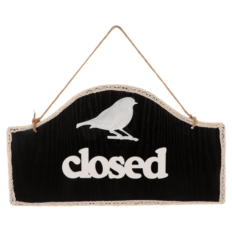 Open Closed Sign Hanging Open Signs Bird Reversible Shop Open Signs Double Sided Sign For Business Door Sign Coffee Shop Hanging Wood Plaque Black - Image 1