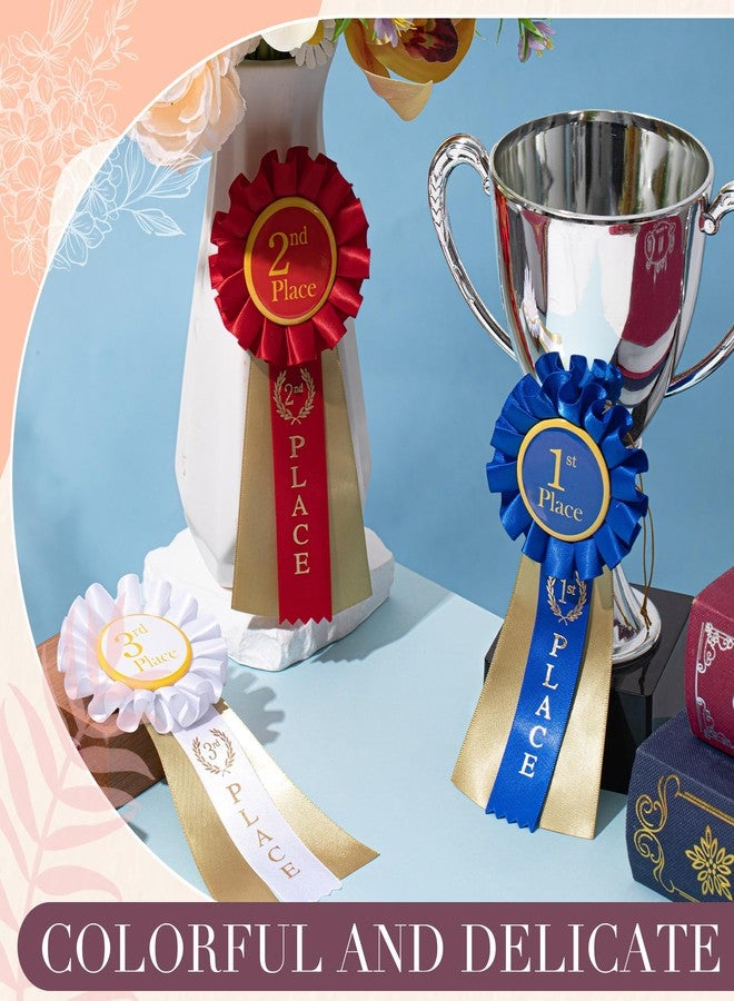 MTLEE 12 Pcs Award Ribbons 1st 2nd 3rd Place Ribbon Participation First Second Third Medal Rosette Winner Prize for School Classroom Recognition, Blue, Red, White, 6.5 x 3 Inch - Image 4