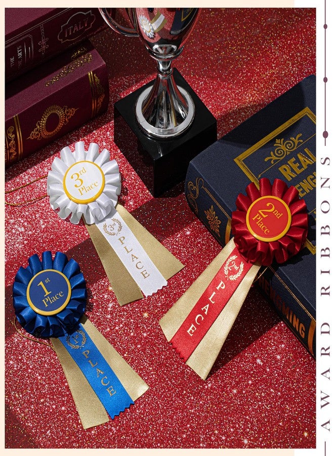 MTLEE 12 Pcs Award Ribbons 1st 2nd 3rd Place Ribbon Participation First Second Third Medal Rosette Winner Prize for School Classroom Recognition, Blue, Red, White, 6.5 x 3 Inch - Image 5