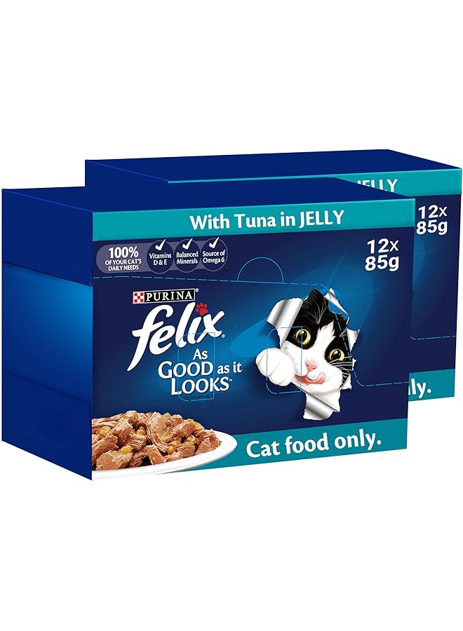 Felix As Good As It Looks Adult Cat With Tuna In Jelly 85G Pack Of 24 - Image 1
