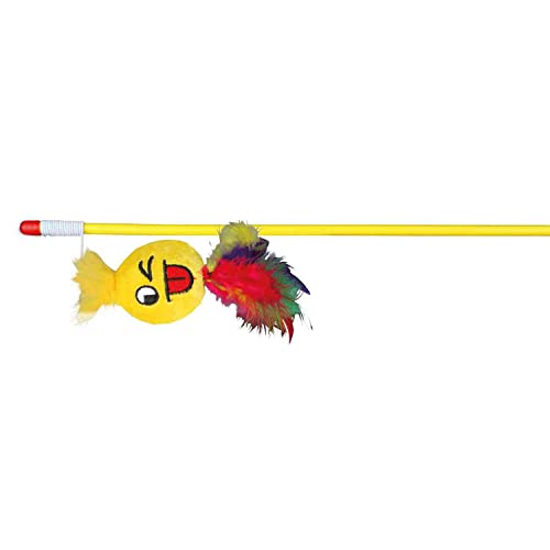 TRIXIE Playing Rod with Smiley Plush, Interactive Teaser Toy for Cats, Encourages Cats Natural Hunting Instinct, Suitable for All Cat Breeds, 50 cm - Image 1