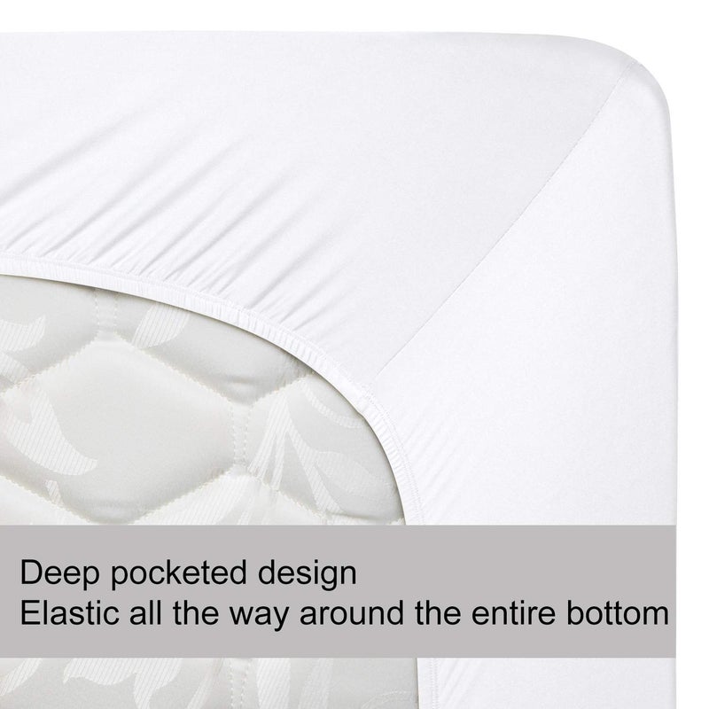 N&Y HOME Soft Stretch Queen Size Fitted Sheet Only - Jersey Knit  Cozy T-Shirt Like & 4-Way Stretchy Snug Fit & Stay in Place  No More Slipping Off for Mattress (Deep: 5""-16"") - White  Queen  - Image 5