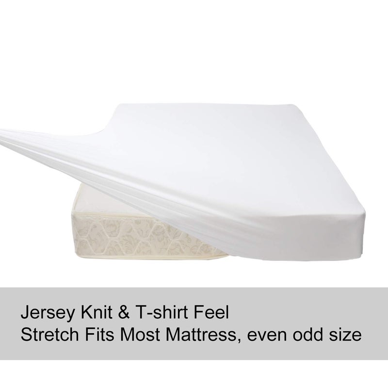 N&Y HOME Soft Stretch Queen Size Fitted Sheet Only - Jersey Knit  Cozy T-Shirt Like & 4-Way Stretchy Snug Fit & Stay in Place  No More Slipping Off for Mattress (Deep: 5""-16"") - White  Queen  - Image 3