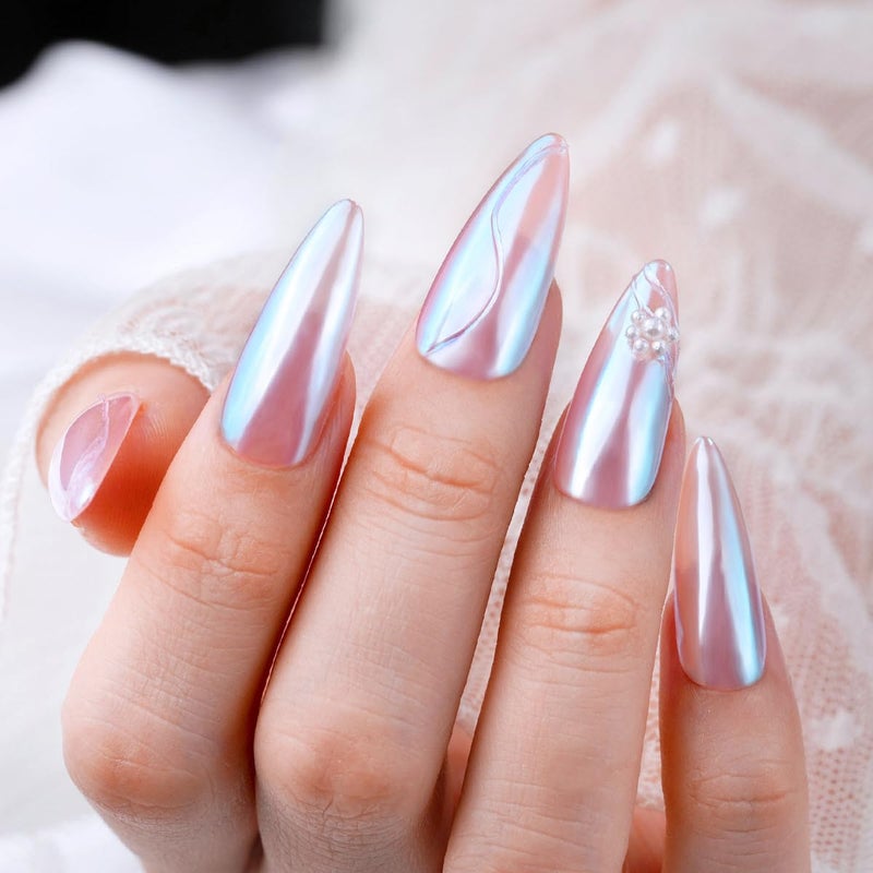 Pretty Diva Moonlight Chrome Nail Powder, Unicorn Mermaid Chrome Powder for Nails, Aurora Nail Powder Iridescent Nail Chrome Powder, Nail Art Glitter Decoration for Home DIY Salon Manicure Pigment - Image 4