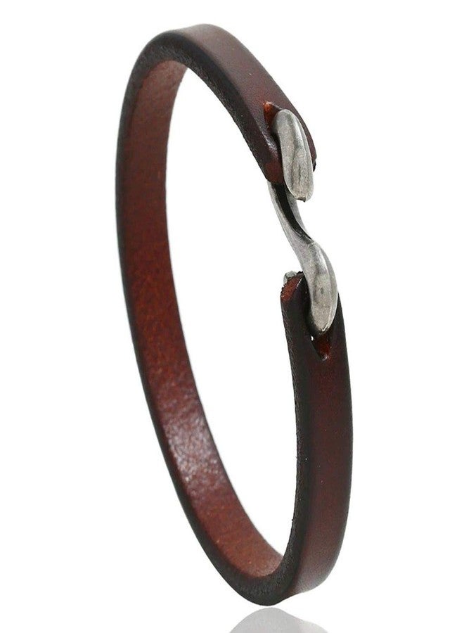 fabula by OOMPH Jewellery Dark Brown Leather S Hook Handmade Wrap Fashion Bracelet For Men & Boys - Image 1