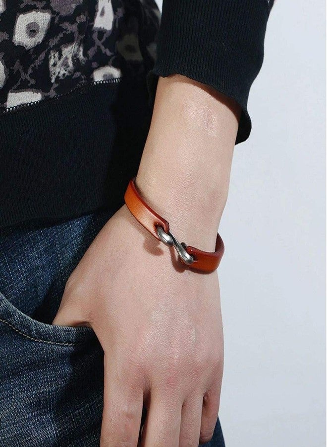 fabula by OOMPH Jewellery Dark Brown Leather S Hook Handmade Wrap Fashion Bracelet For Men & Boys - Image 3