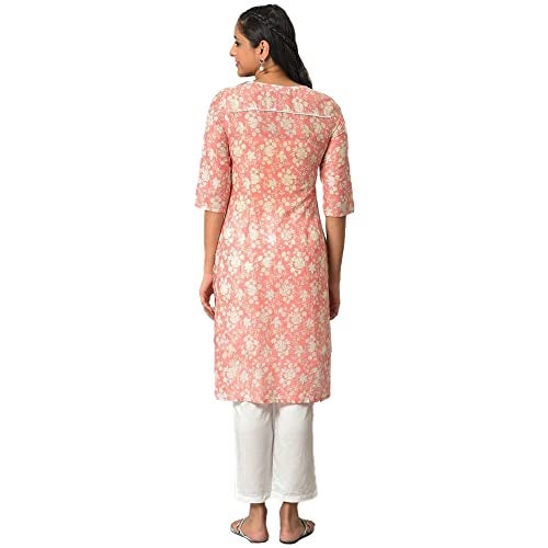 Aurelia Orange Floral Printed Printed Cotton Regular Kurta for Women - Image 2