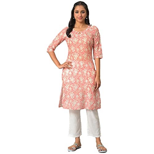 Aurelia Orange Floral Printed Printed Cotton Regular Kurta for Women - Image 5