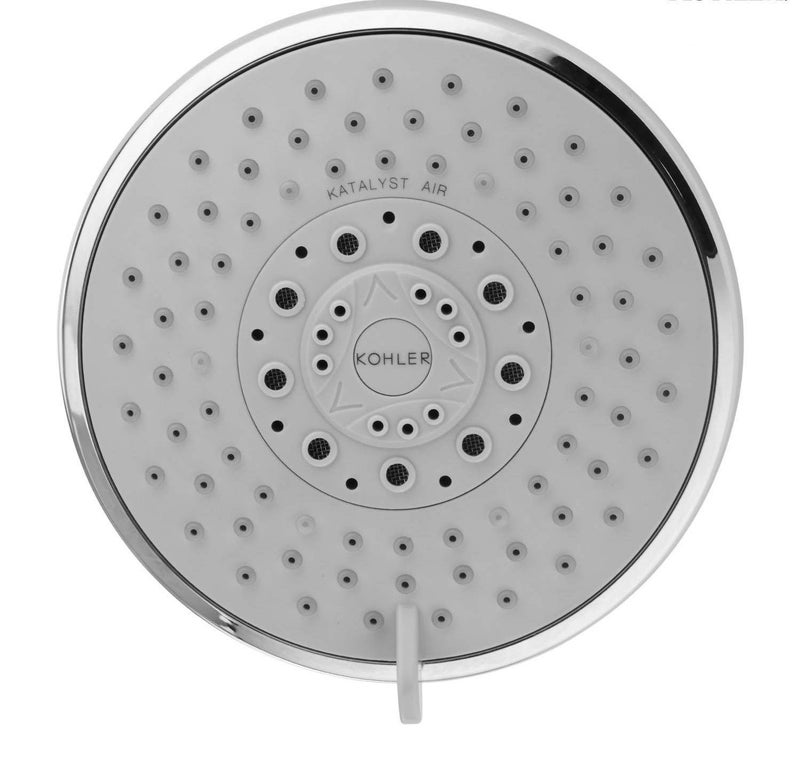 Kohler Rain Duet Shower Head for Bathroom - Polished Chrome Finish - 127mm Multifunction Geometric Overhead Shower - Katalyst Air-induction Spray Technology - 5 Types of Spray Combinations 23658IN-CP, Metal - Image 1