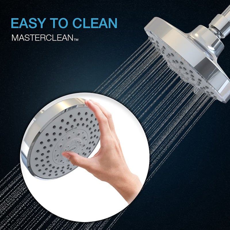 Kohler Rain Duet Shower Head for Bathroom - Polished Chrome Finish - 127mm Multifunction Geometric Overhead Shower - Katalyst Air-induction Spray Technology - 5 Types of Spray Combinations 23658IN-CP, Metal - Image 5