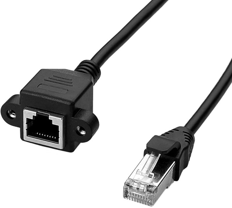 LipiWorld® Rj45 Male to Female LAN Cable LAN Network 8 Pin Extension Cable CAT6E Network Panel Mount Screw Lock Ethernet Extension Cable (Pack Of 2-50cm) - Image 2