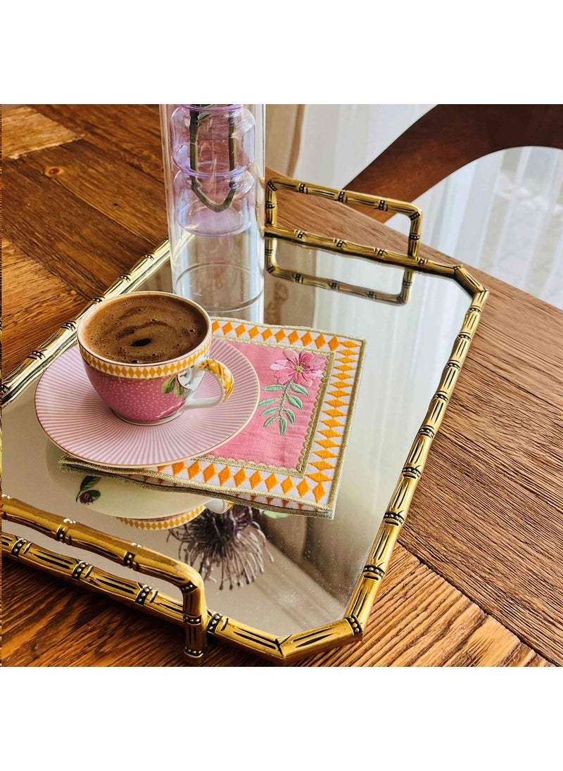 Ge Living Decorative La Majorelle Compatible Pink Cocktail Napkin (2 Pieces)  - Image 3