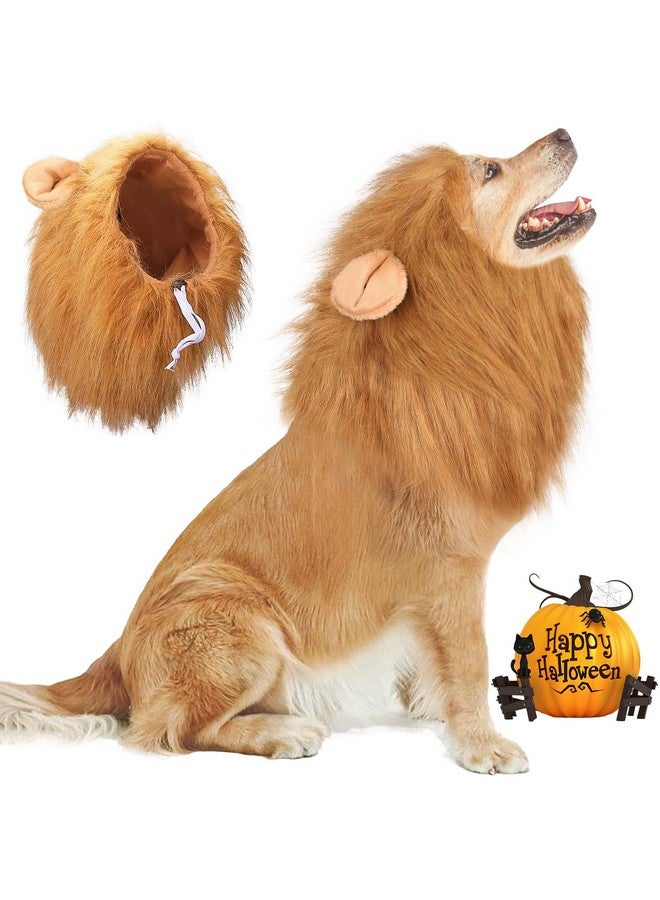 Vivifying Lion Mane For Dog, Adjustable Halloween Dog Lion Costume Wig With Ears For Medium And Large Dogs, Realistic & Funny Dog Accessory Perfect For Parties And Photoshoots (Large, Brown) - Image 1