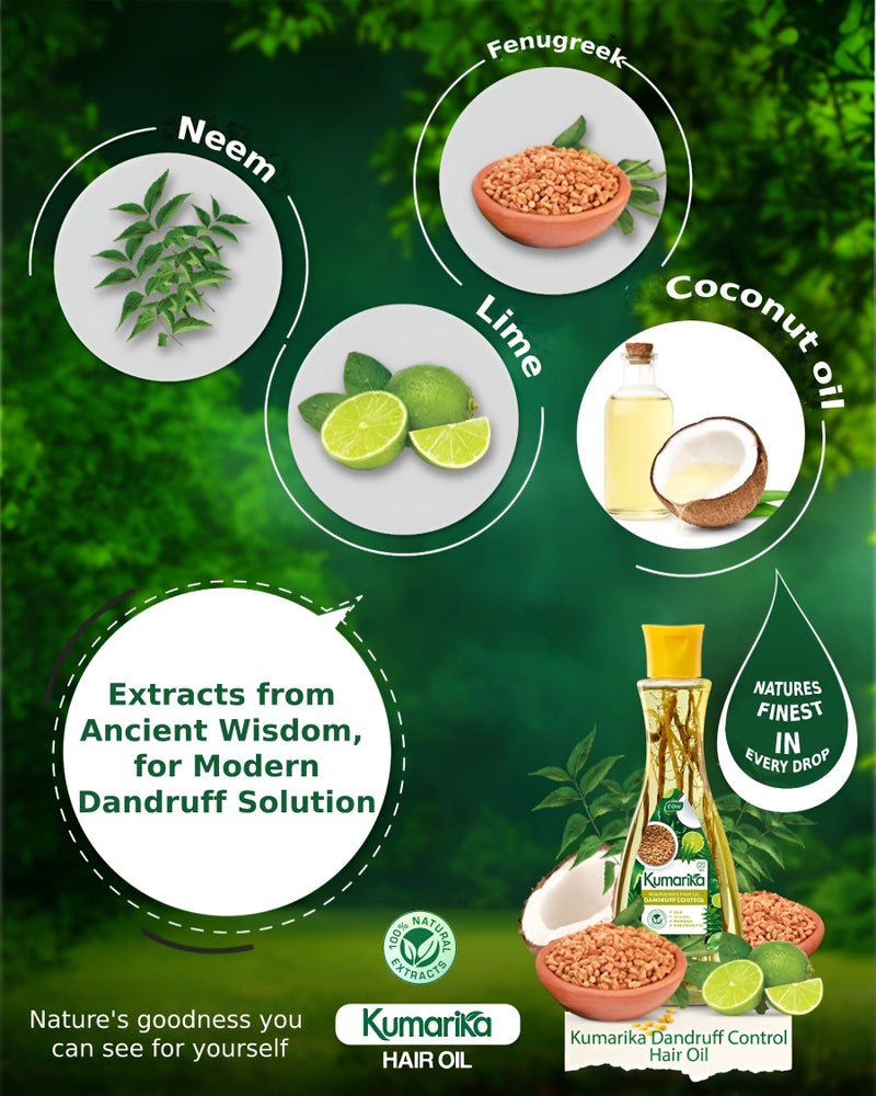 Kumarika Nourishing Hair Oil Dandruff Control - For Anti dandruff scalp treatment hair oil for dry damaged hair. 100% Natural extracts, for dry itchy scalp with dandruff, 7 oz - Image 4