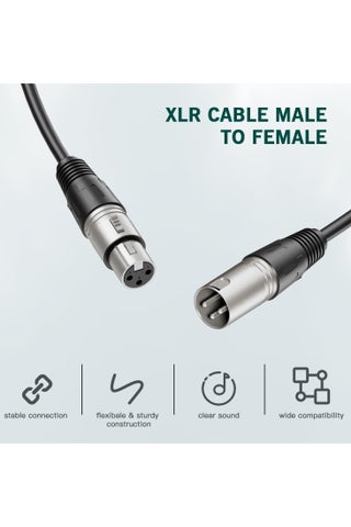 كابل ميكروفون XLR ذكر إلى أنثى، كابل تمديد متوازن ثلاثي الأطراف، مناسب لتطبيقات التسجيل، والمزج، وأنظمة مكبرات الصوت، وإضاءة DMX، والمزج، ومكبرات الصوت - view 3