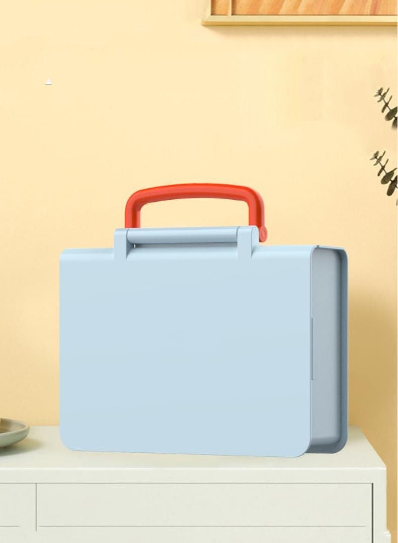 XiuWoo 3 Compartments Fresh-Keeping Bento Box Set Meal Microwave Heating Sealed Leak Proof Lunch Box-Blue  - Image 2