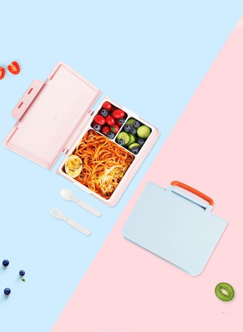 XiuWoo 3 Compartments Fresh-Keeping Bento Box Set Meal Microwave Heating Sealed Leak Proof Lunch Box-Blue  - Image 5