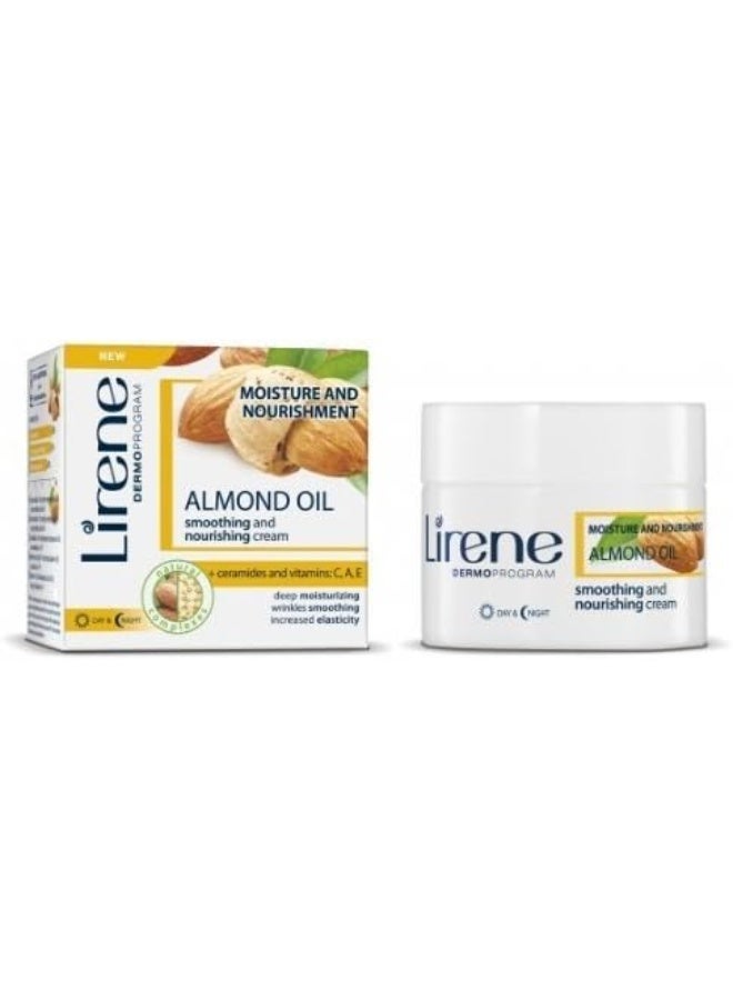 LIRENE كريم نهاري وليل مهدئ ومغذي بزيت اللوز، سيراميدات، فيتامينات C، A، E/لمن هم فوق 35 عاماً