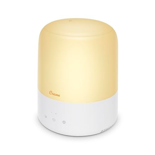 Crane Top Fill Mini Humidifier for Bedroom and Nursery 3-In-1 Essential Oil Diffuser Sleep Light 0.5 Gallon Baby Humidifier - Image 1