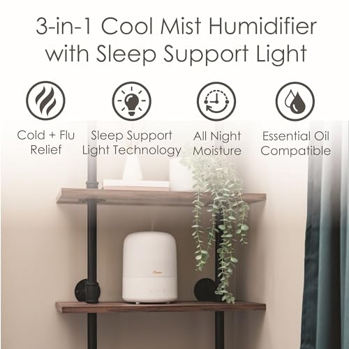 Crane Top Fill Mini Humidifier for Bedroom and Nursery 3-In-1 Essential Oil Diffuser Sleep Light 0.5 Gallon Baby Humidifier - Image 3