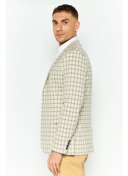 Asos Design Men Regular Fit Plaid Semi-Formal Suit Jacket, Beige  - Image 3