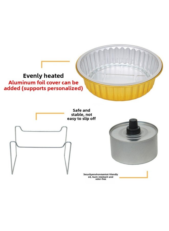 Tin Paper Aluminum Foil Box Disposable Portable Small Hot Pot With Bracket Oil Lamp Pot Set Environmental Protection Heatable And Sealable-Color:330/3500 Hot Pot Set With Plastic Lid-Specifications:1 Set - Image 4